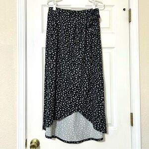 SO Black and Purple Floral Midi Skirt